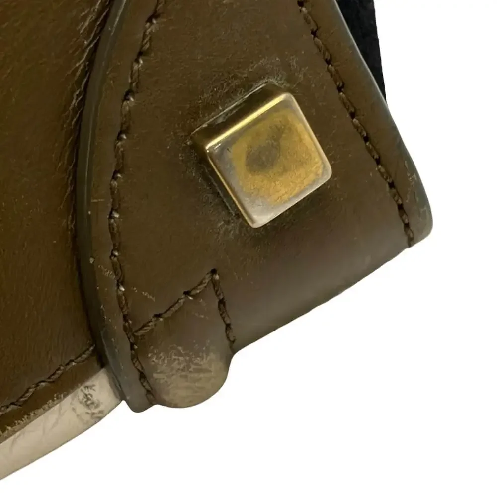 Celine Luggage Micro Shopper Handbag Dark Brown Beige Dark Navy Bullhide